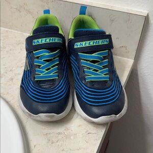 Skechers Kids Navy and Lime Sneakers